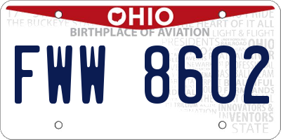 OH license plate FWW8602