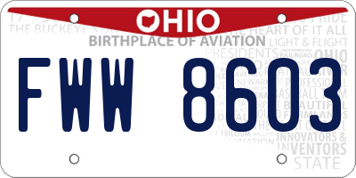 OH license plate FWW8603