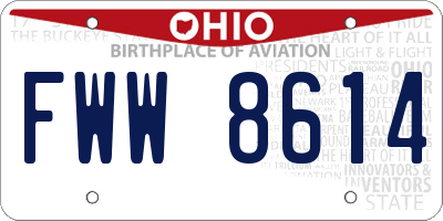 OH license plate FWW8614