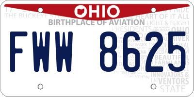 OH license plate FWW8625