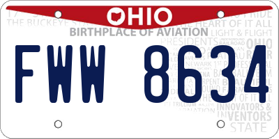OH license plate FWW8634
