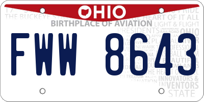 OH license plate FWW8643