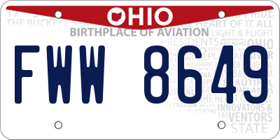 OH license plate FWW8649