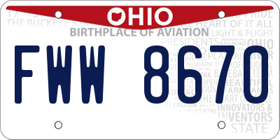 OH license plate FWW8670