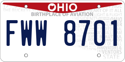 OH license plate FWW8701