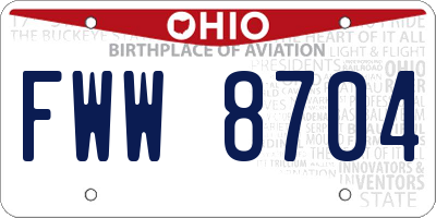OH license plate FWW8704