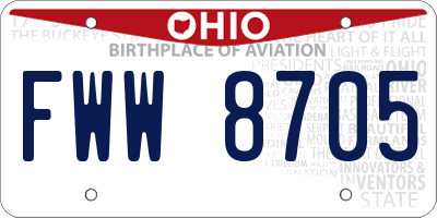 OH license plate FWW8705