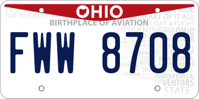 OH license plate FWW8708