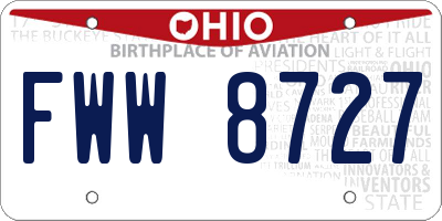 OH license plate FWW8727