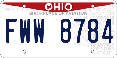 OH license plate FWW8784