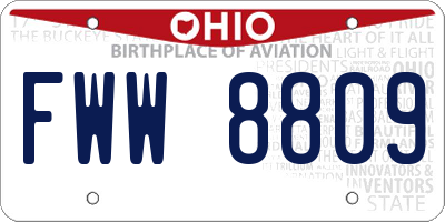 OH license plate FWW8809