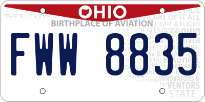 OH license plate FWW8835