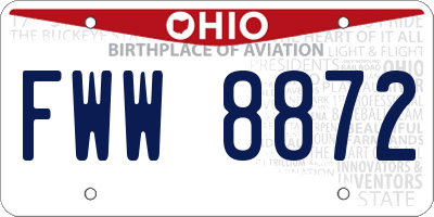 OH license plate FWW8872