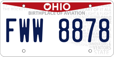 OH license plate FWW8878