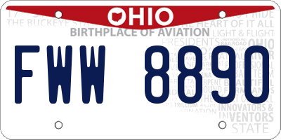 OH license plate FWW8890