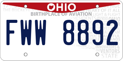 OH license plate FWW8892