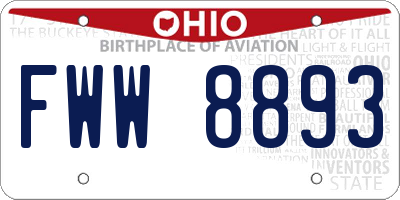 OH license plate FWW8893