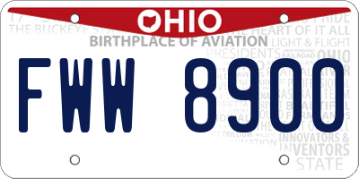 OH license plate FWW8900