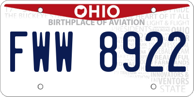 OH license plate FWW8922