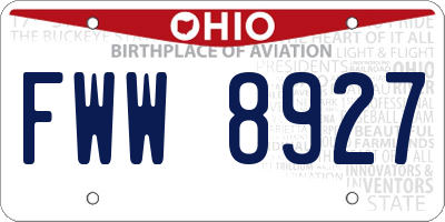 OH license plate FWW8927