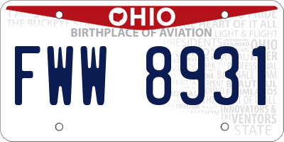 OH license plate FWW8931