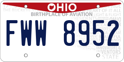 OH license plate FWW8952