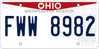 OH license plate FWW8982
