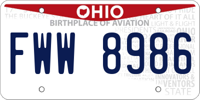 OH license plate FWW8986