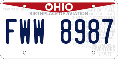 OH license plate FWW8987