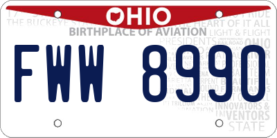 OH license plate FWW8990