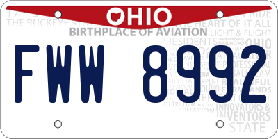 OH license plate FWW8992