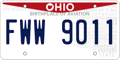 OH license plate FWW9011
