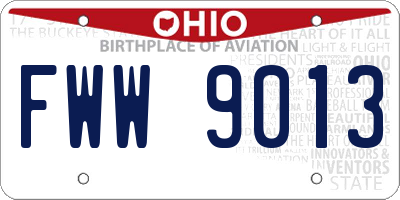 OH license plate FWW9013