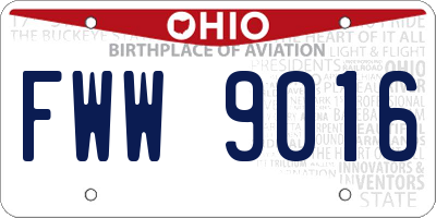 OH license plate FWW9016