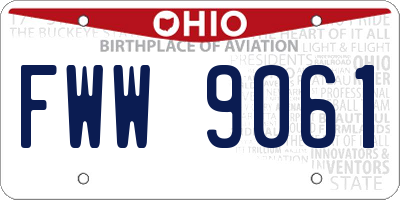 OH license plate FWW9061
