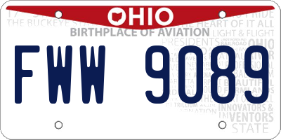 OH license plate FWW9089