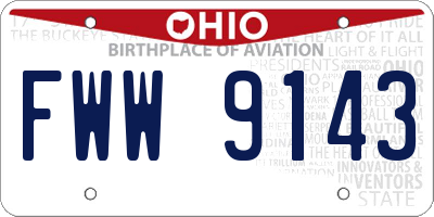 OH license plate FWW9143