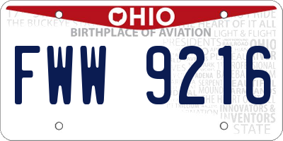 OH license plate FWW9216
