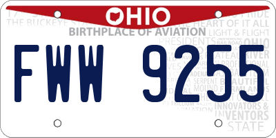 OH license plate FWW9255