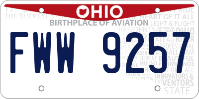 OH license plate FWW9257