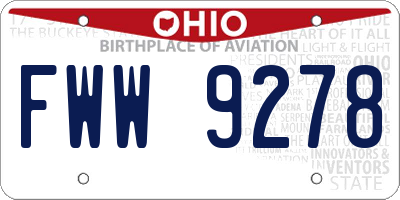 OH license plate FWW9278