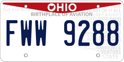 OH license plate FWW9288