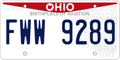 OH license plate FWW9289
