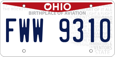 OH license plate FWW9310