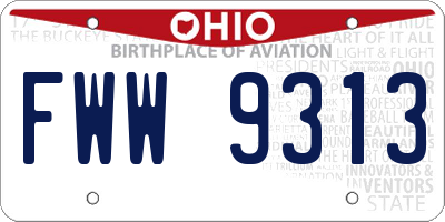 OH license plate FWW9313