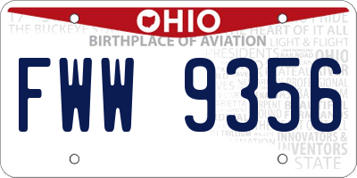 OH license plate FWW9356