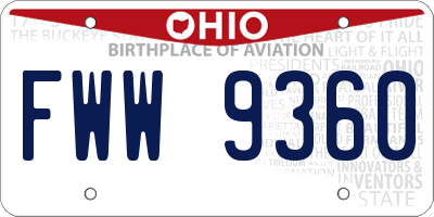 OH license plate FWW9360