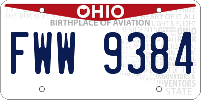 OH license plate FWW9384