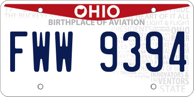 OH license plate FWW9394