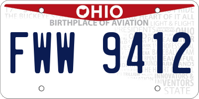 OH license plate FWW9412